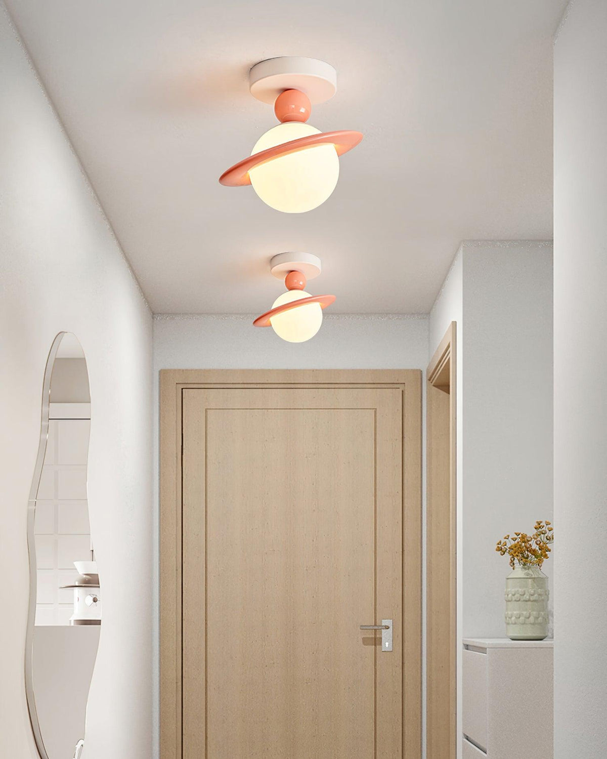 Selvian Ceiling Light Red and White Sputnik Retro-Neutral Decor