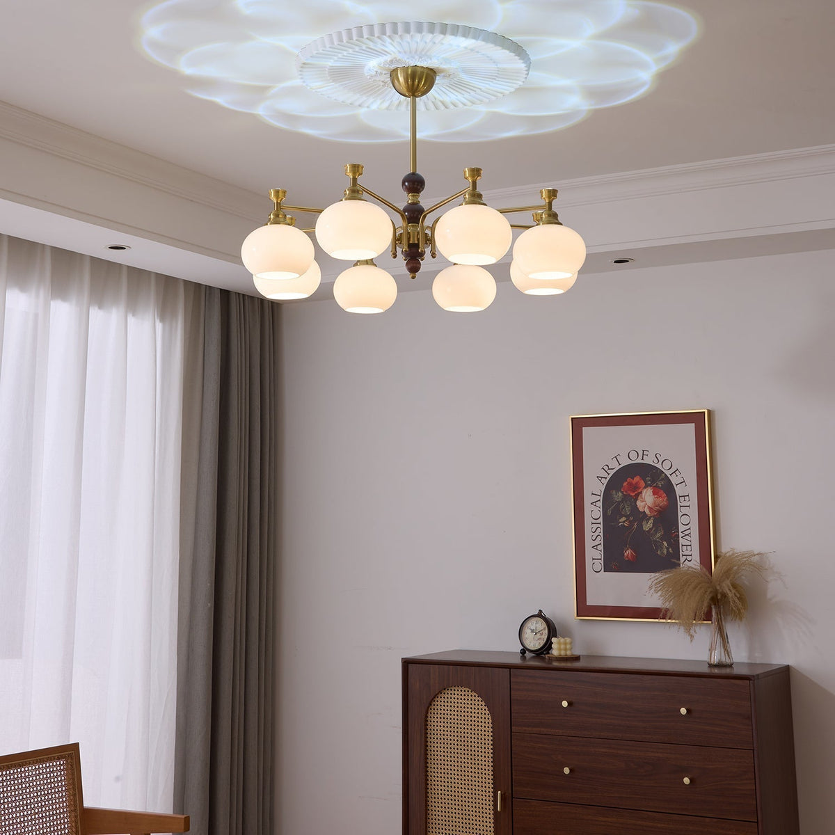 Meluna Lustre Bois Verre Élégance Traditionnelle