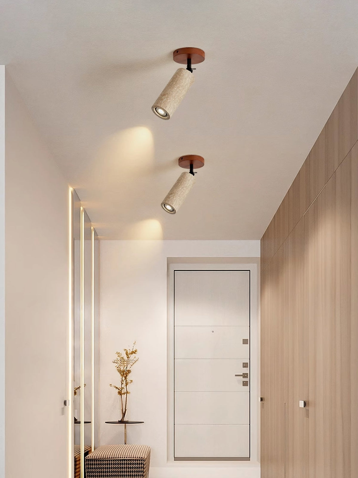 Ilvaira Cylindrique-Tube Travertin Luminaire Mural