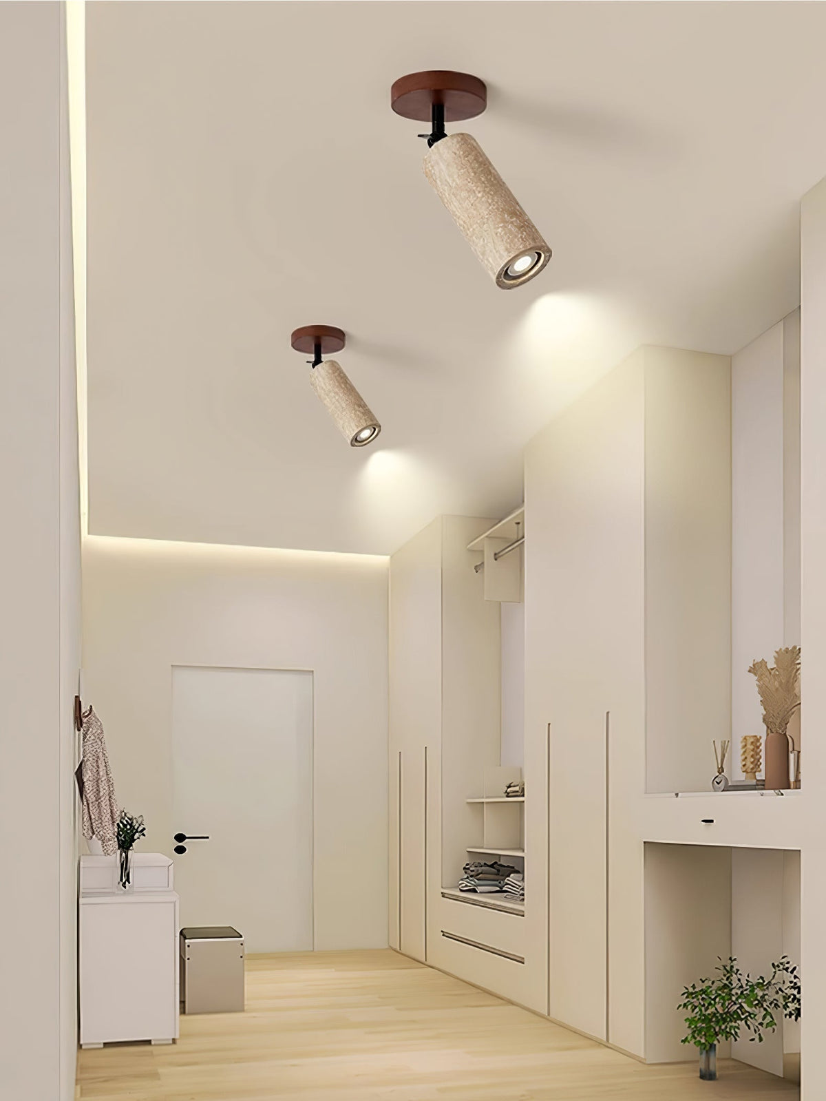 Ilvaira Cylindrique-Tube Travertin Luminaire Mural