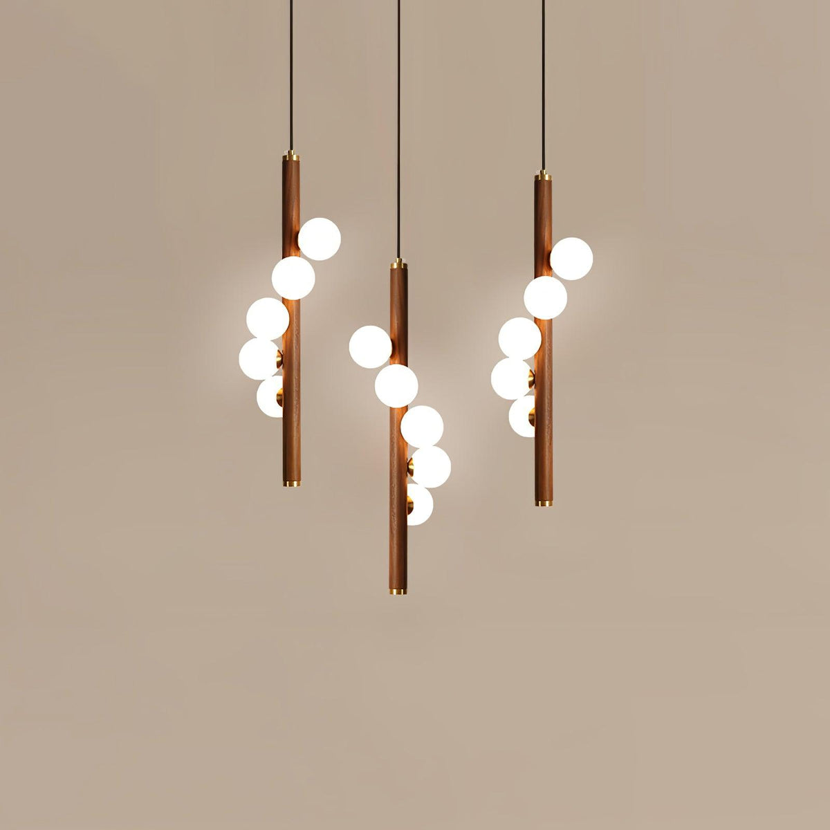 Meline Suspension Linéaire en Bois et Verre