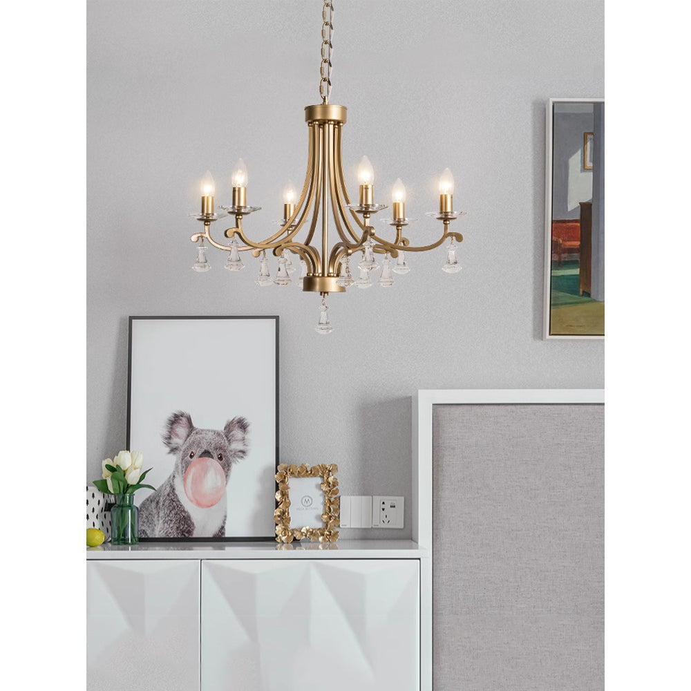 Cuvenara Lustre Laiton Cristal Luxe Postmoderne