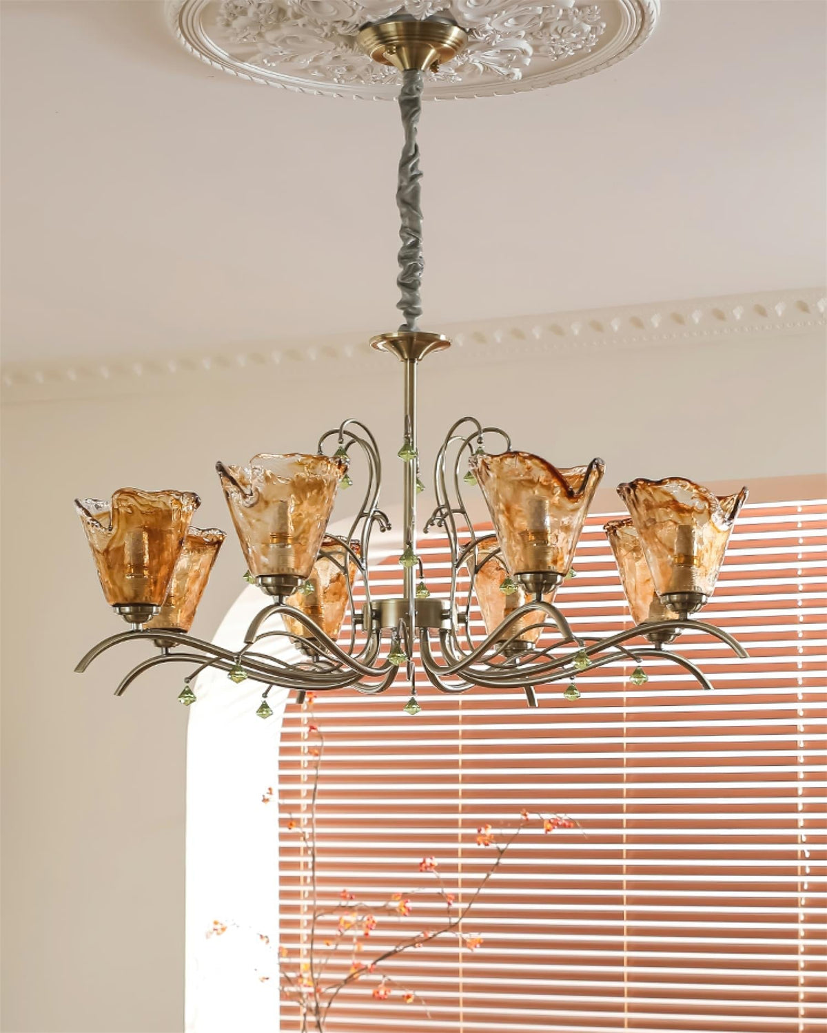 Givona Floral Glass Chandelier-Neutral Decor