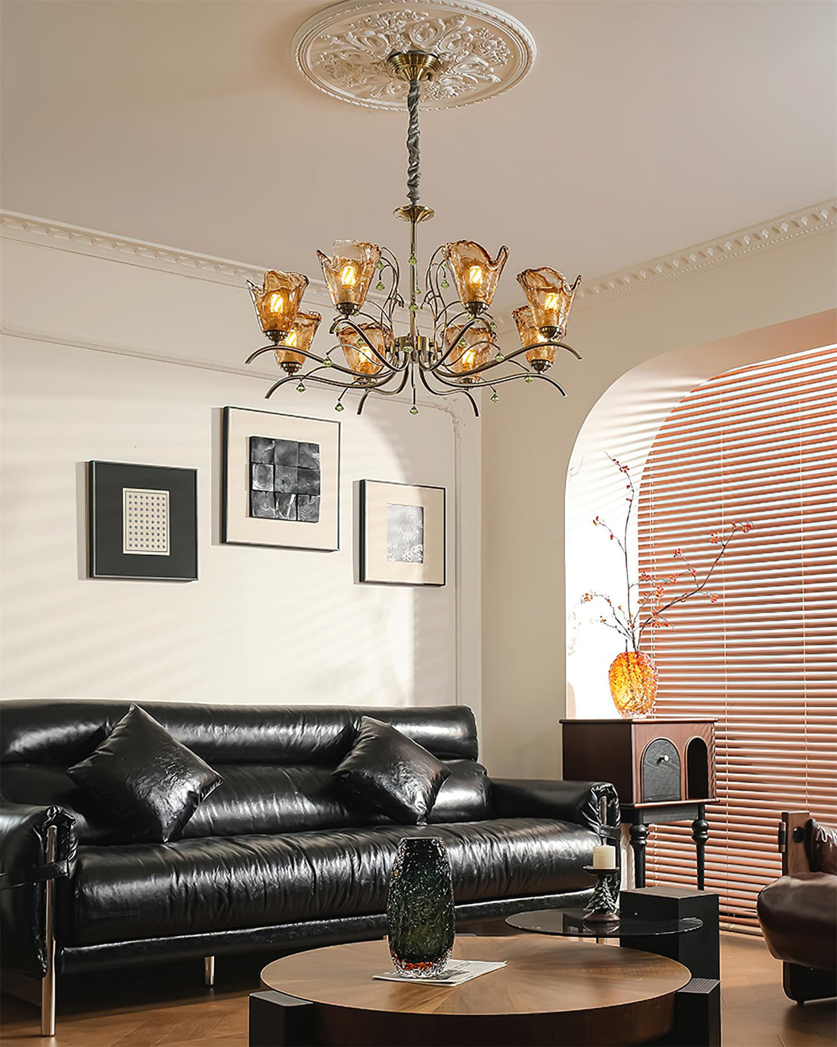Givona Floral Glass Chandelier-Neutral Decor