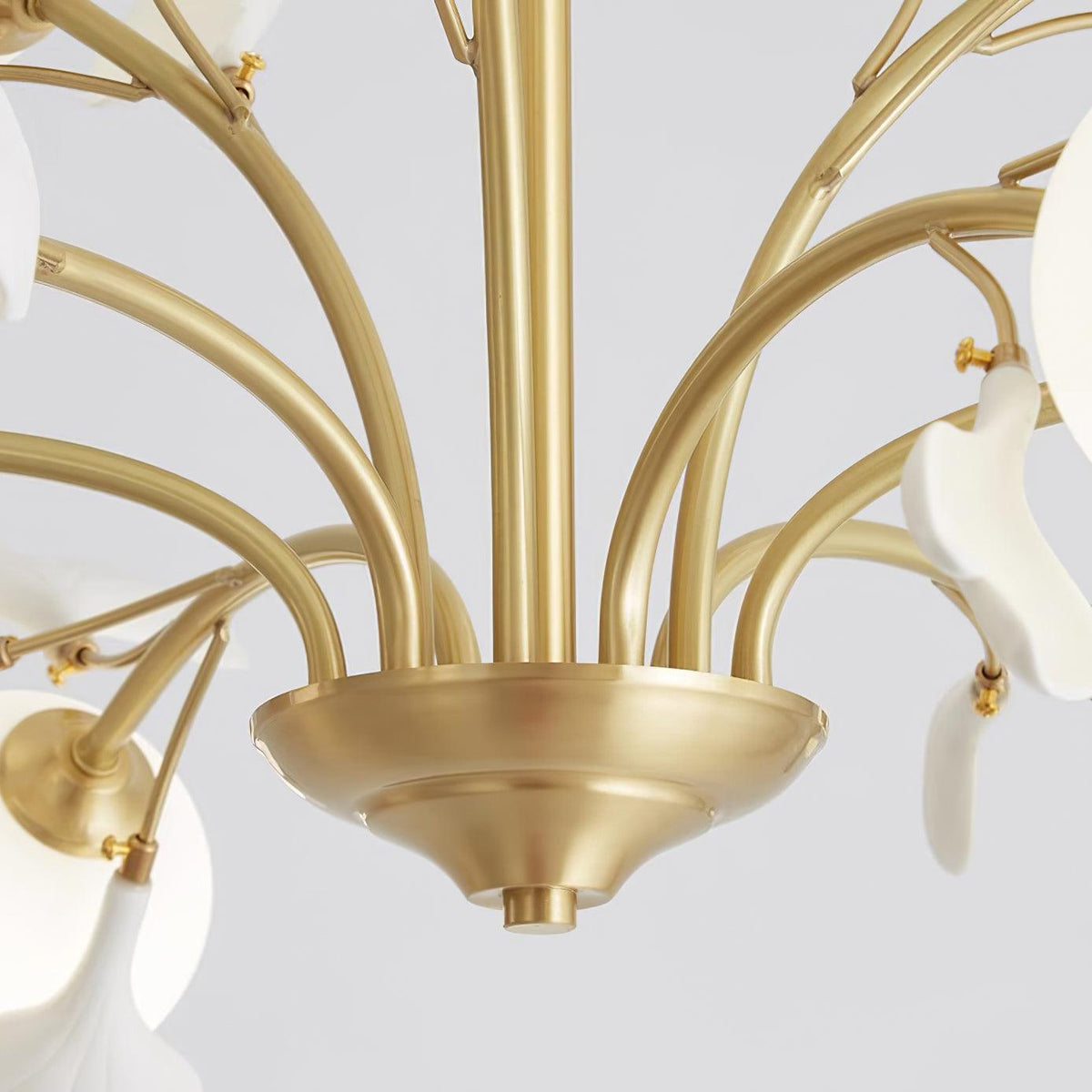 Ginkgo Leaf Chandelier with Frosted Glass Globes-Neutral Decor