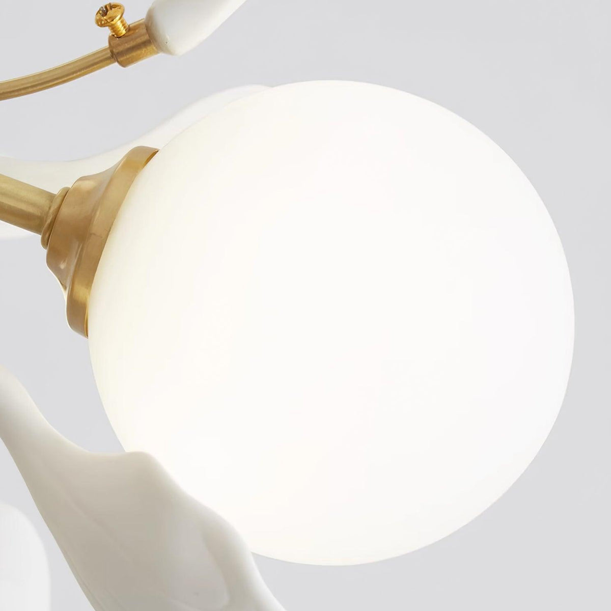 Ginkgo Leaf Chandelier with Frosted Glass Globes-Neutral Decor