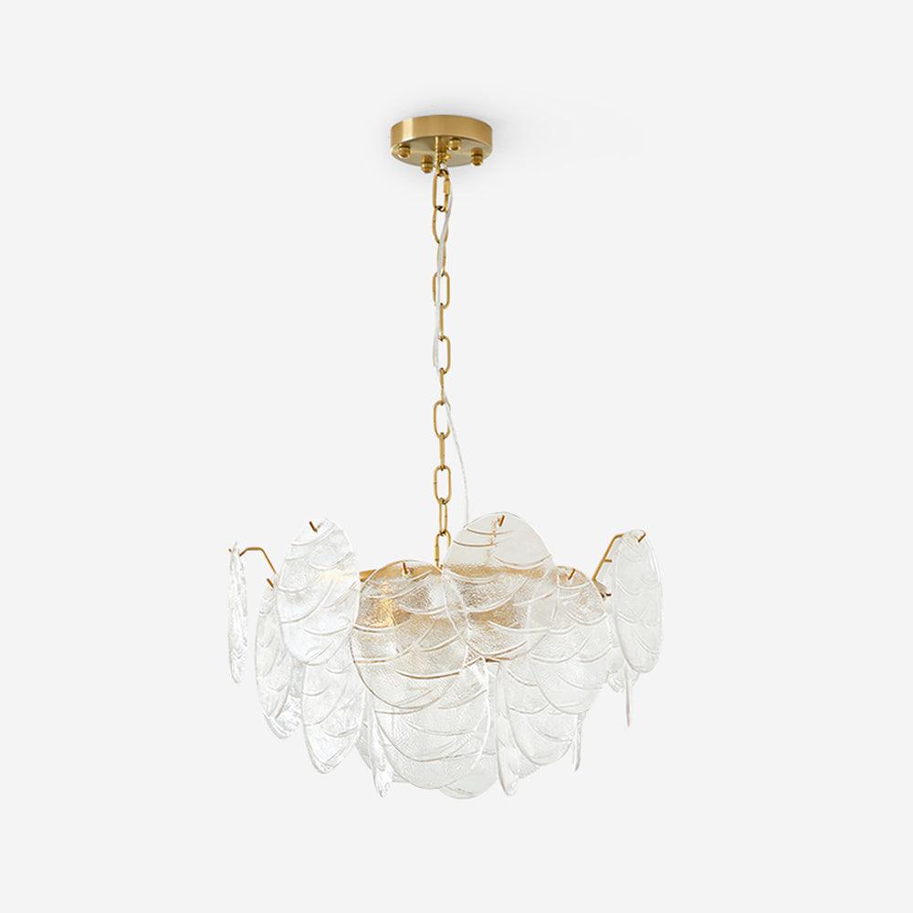 Chandelier Glass Discs Metal Frame Gold Finish Victorian-Neutral Decor