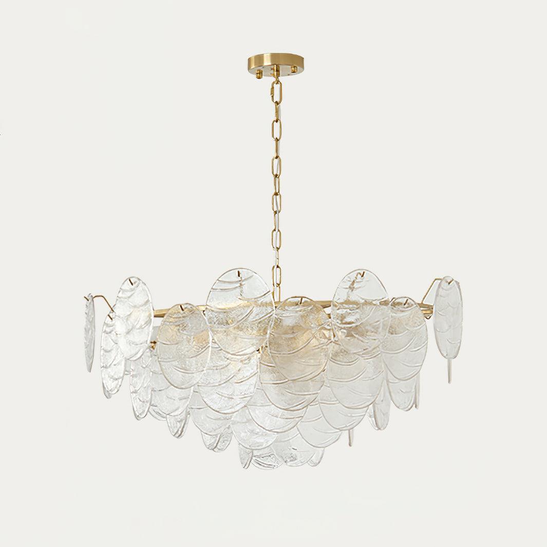Chandelier Glass Discs Metal Frame Gold Finish Victorian-Neutral Decor