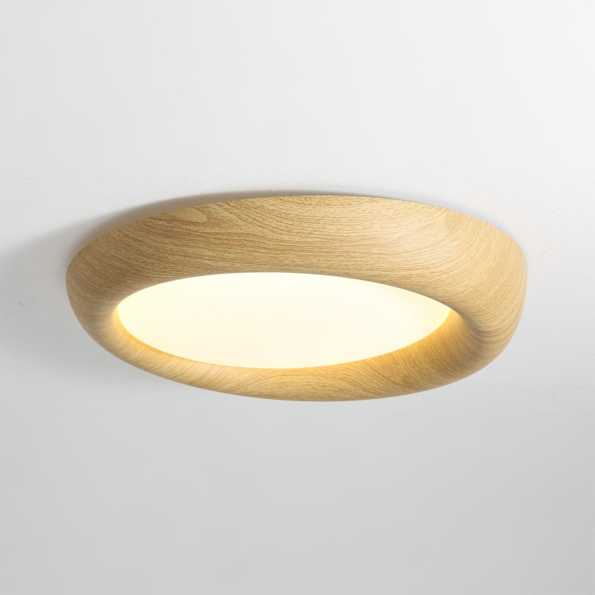 Vikaey Ceiling Light turned on, showing its warm, diffused glow.