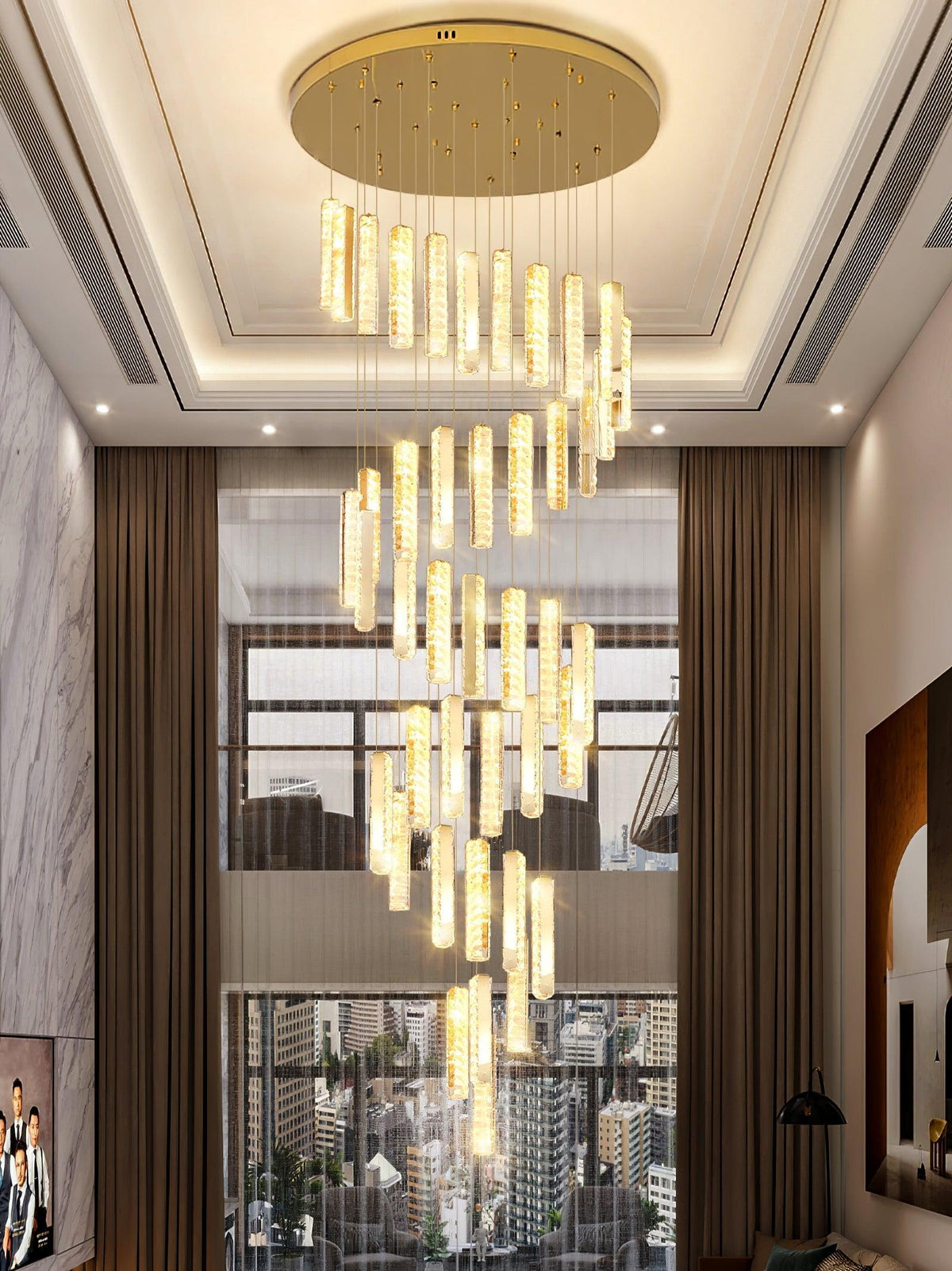 Iselenna Lustre Villa Forci Suspension Argentée Moderne