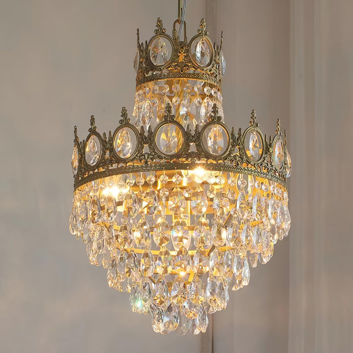 Kellessa Suspension Lampe Gouttelettes de Cristal Vintage