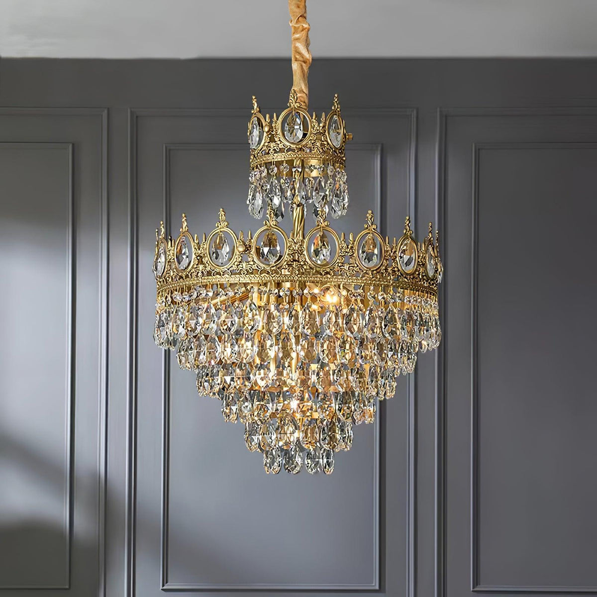 Kellessa Suspension Lampe Gouttelettes de Cristal Vintage