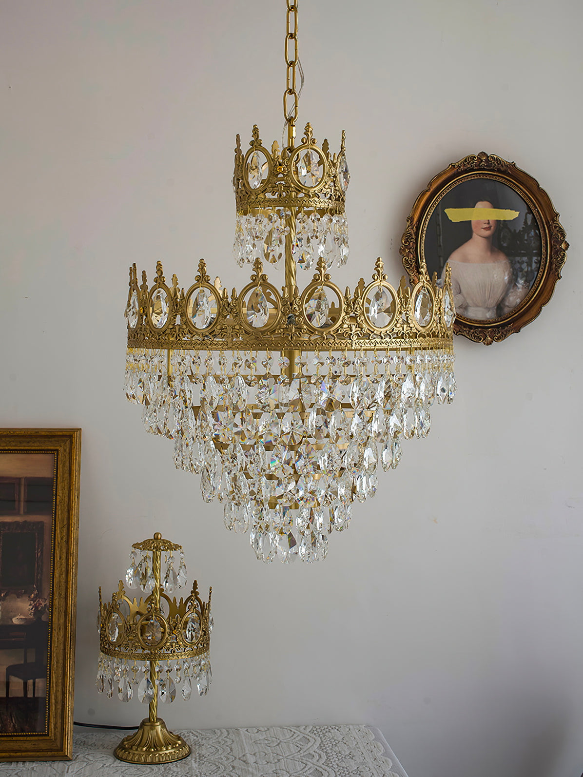 Kellessa Suspension Lampe Gouttelettes de Cristal Vintage