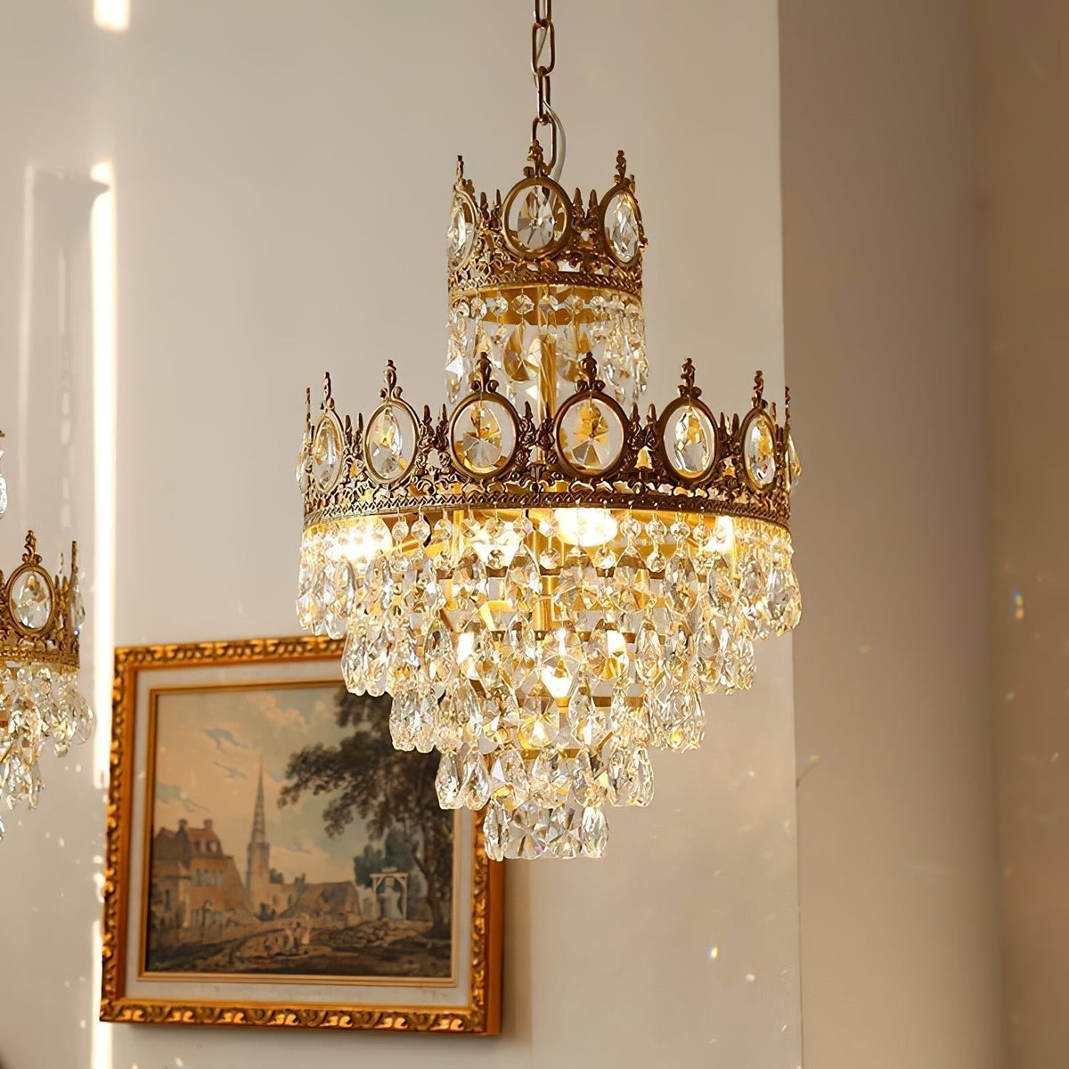 Kellessa Suspension Lampe Gouttelettes de Cristal Vintage