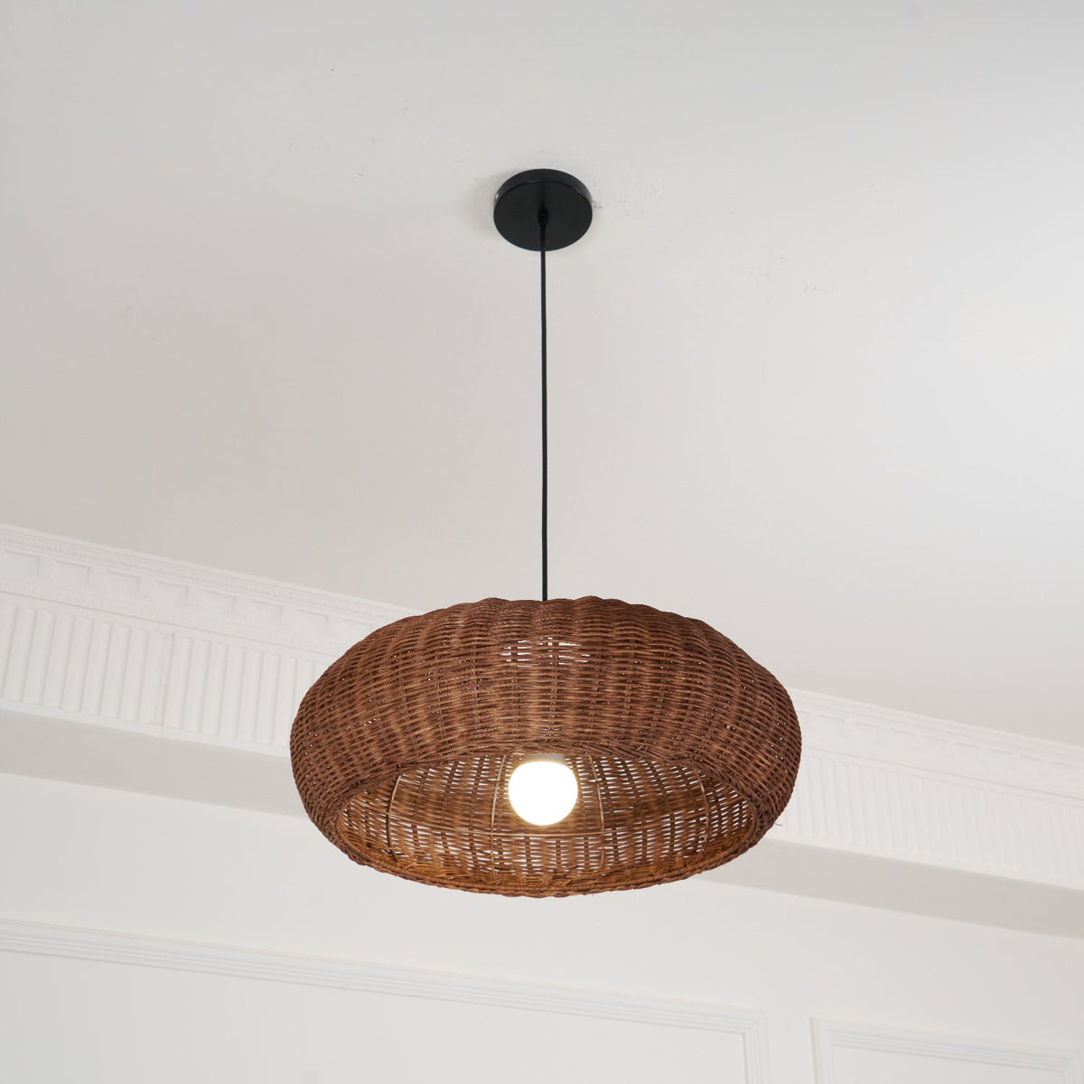 Solvice Vintage Rotin Pendentif Lampe