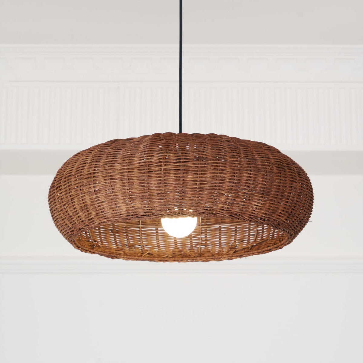 Solvice Vintage Rotin Pendentif Lampe