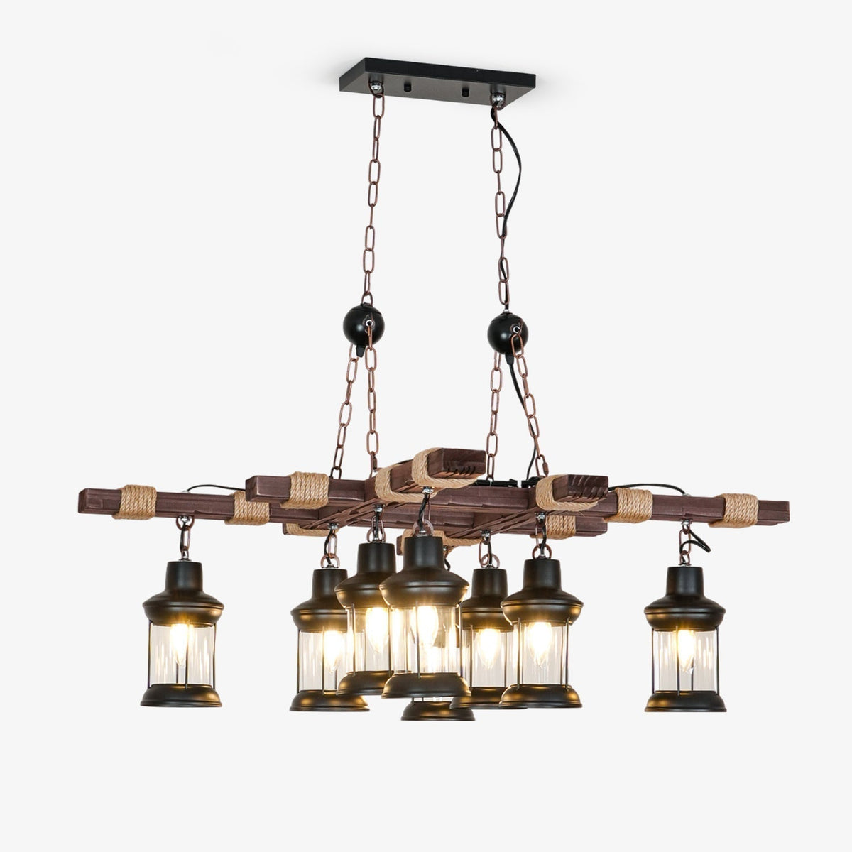 Solella Lustre Vintage Bois Verre Rétro