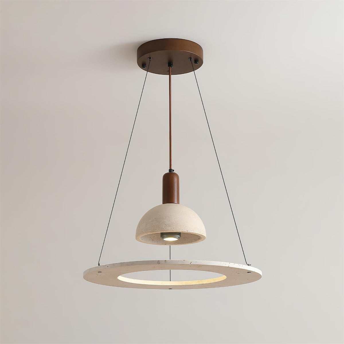 Ritta Travertine Dome & Ring Pendant Lamp - Neutralighting