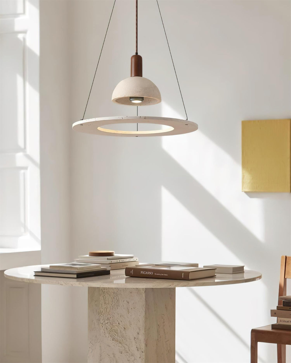 Ritta Travertine Dome & Ring Pendant Lamp - Neutralighting