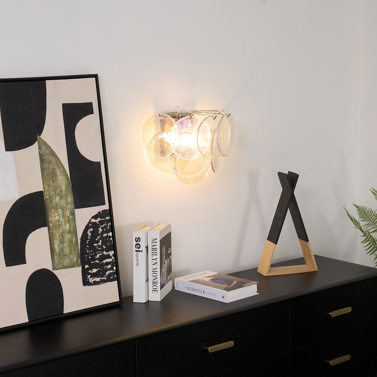 Vistosi Disc Wall Lamp in a living room setting.