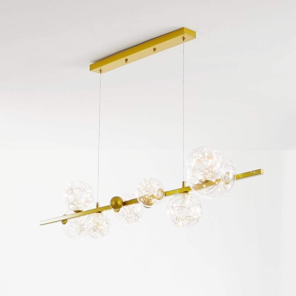 Valentina Suspension Boule Moderne, Métal/Verre, Doré/Noir, Salon