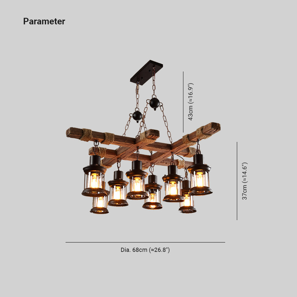 Epoch Industriel LED Classique Lustre Bois Métal Verre Salon/Bar