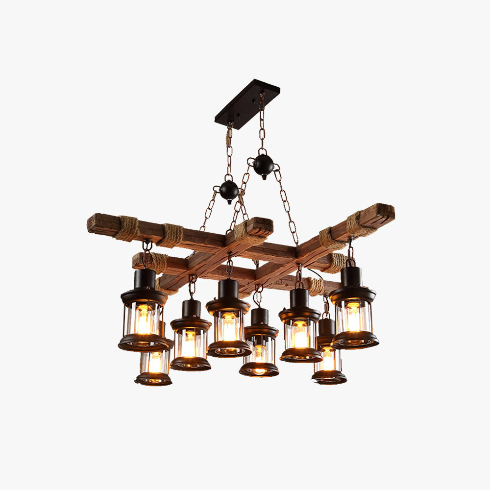 Epoch Industriel LED Classique Lustre Bois Métal Verre Salon/Bar