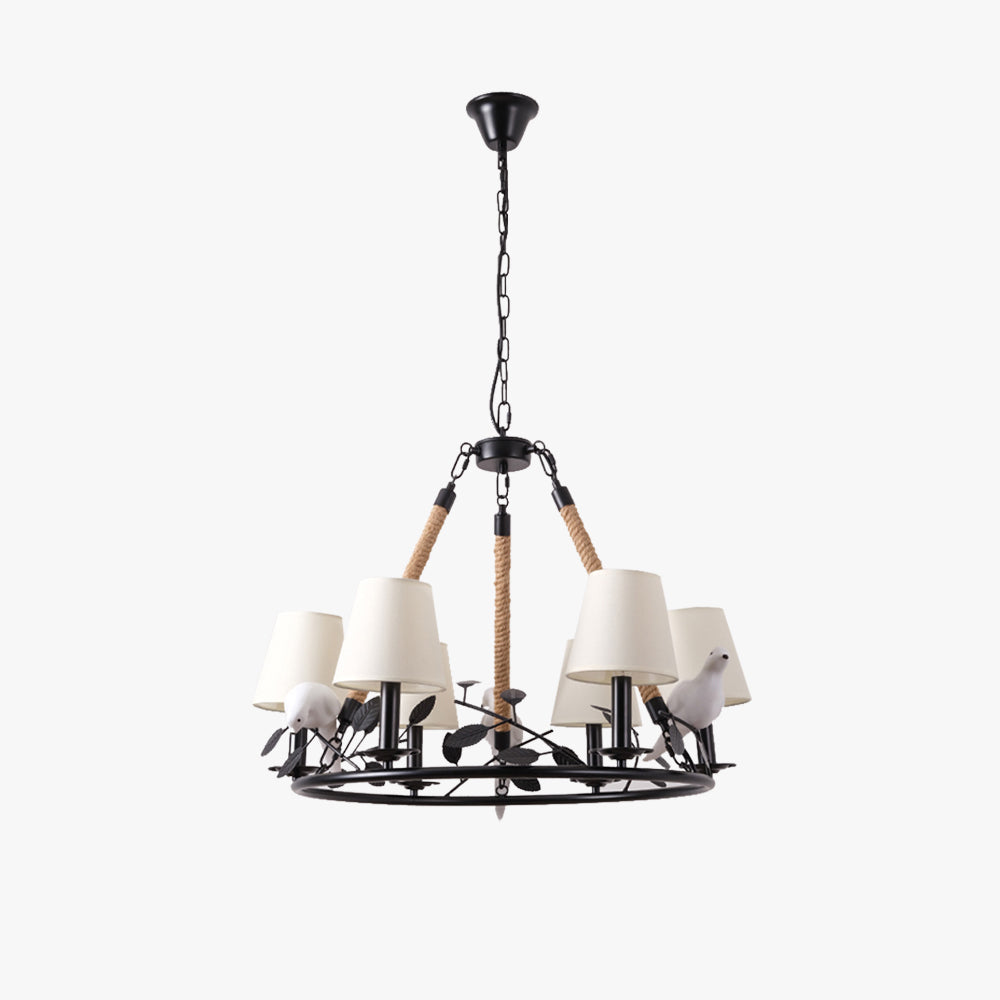 Epoch Vintage LED Lustre Noir Métal Tissu Salon/Chambre À Coucher