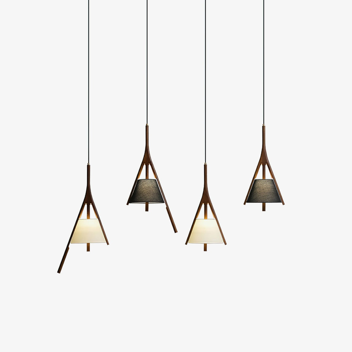Zovenarae Triangulaire Bois Pendentif Lumière