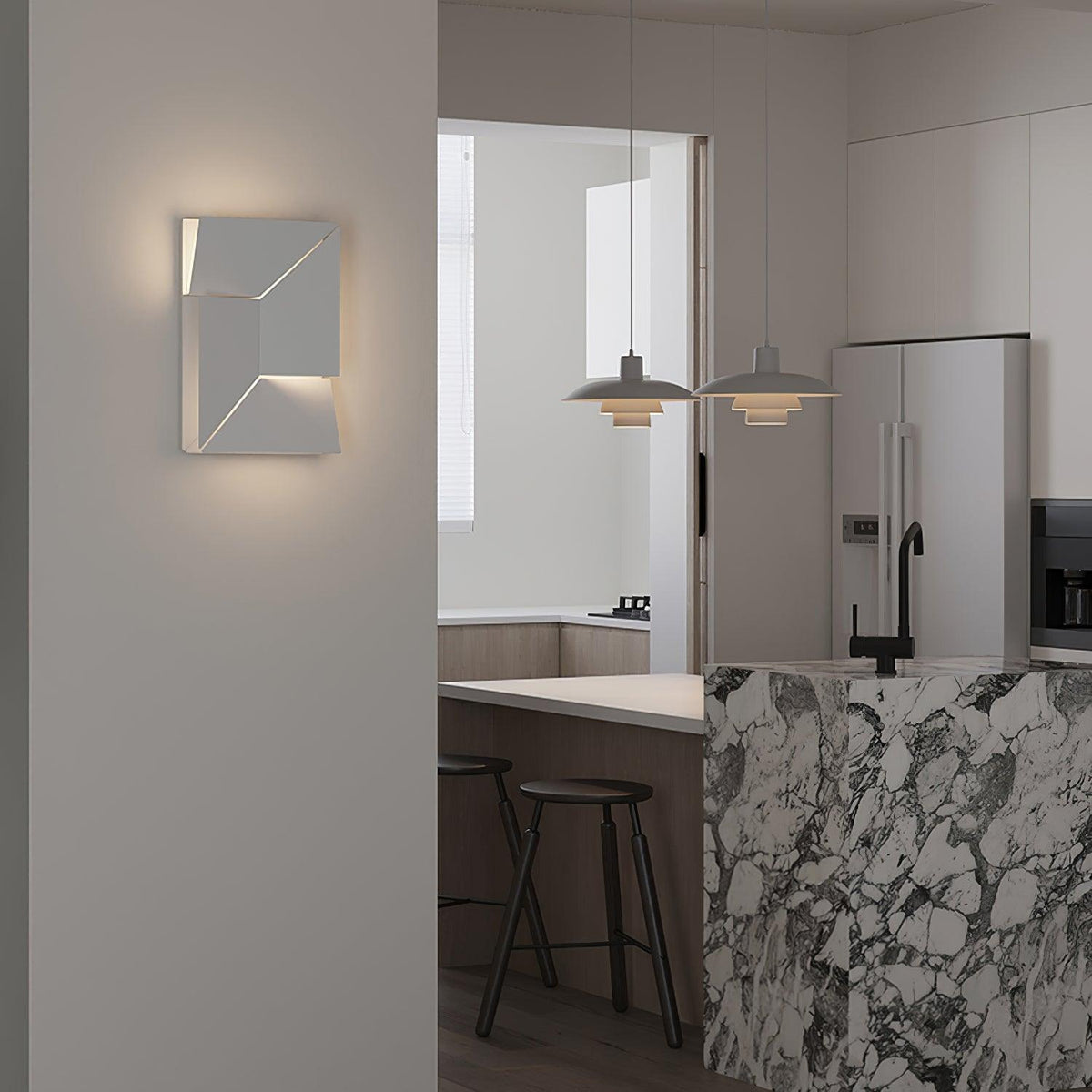 Wall Lamp 3D Geometric Panels Layered Light Art Remote Dimming Modern-Neutral Decor