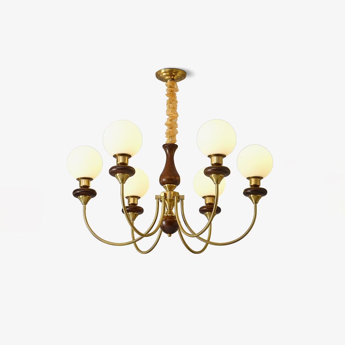 Edrelle Lustre Rétro Laiton Noyer Verre