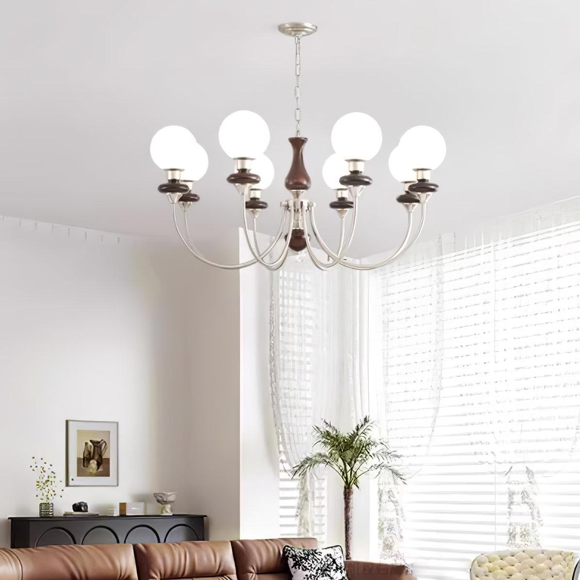 Edrelle Lustre Rétro Laiton Noyer Verre