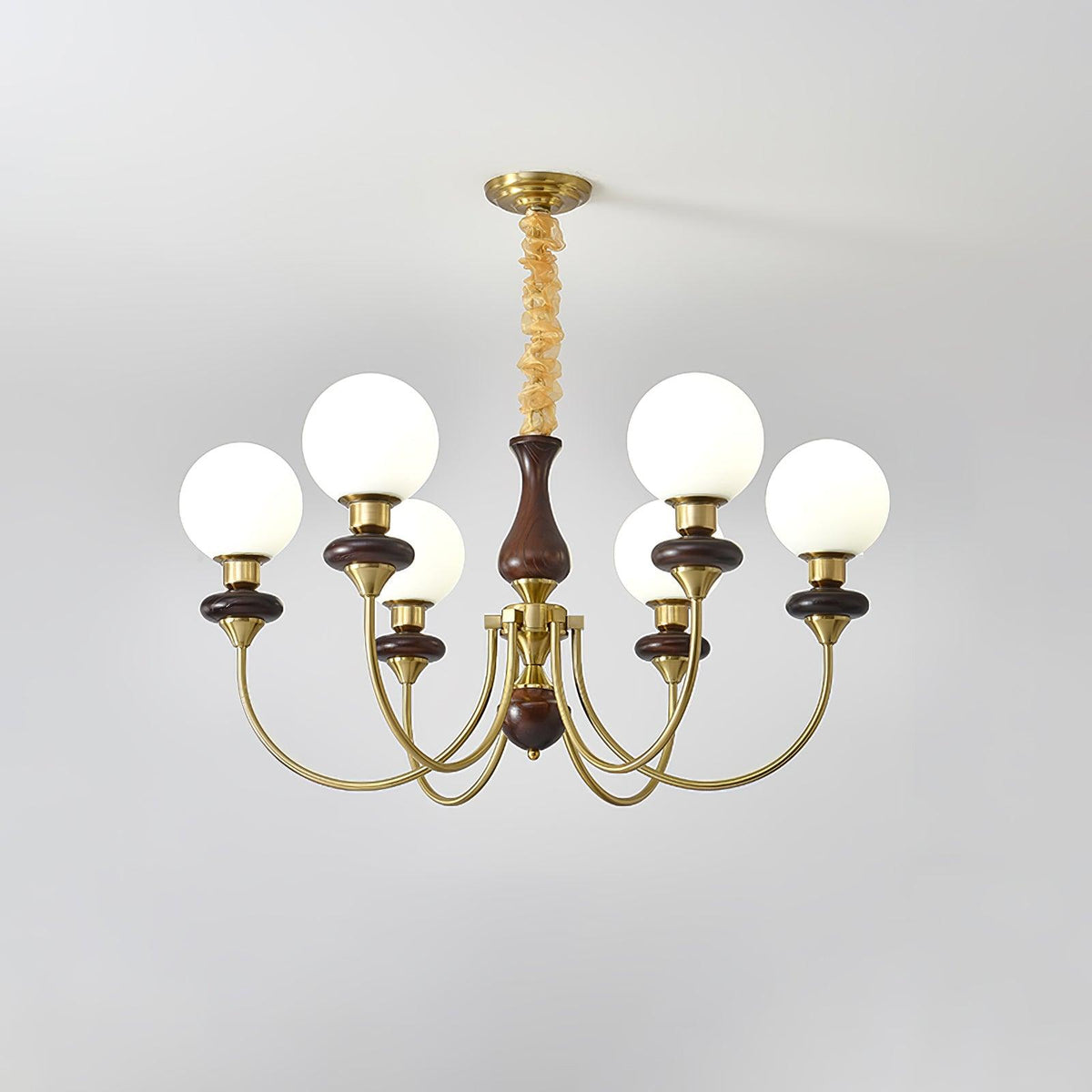 Edrelle Lustre Rétro Laiton Noyer Verre