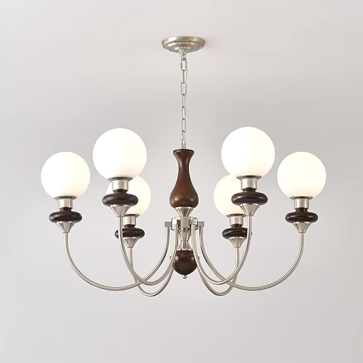 Edrelle Lustre Rétro Laiton Noyer Verre