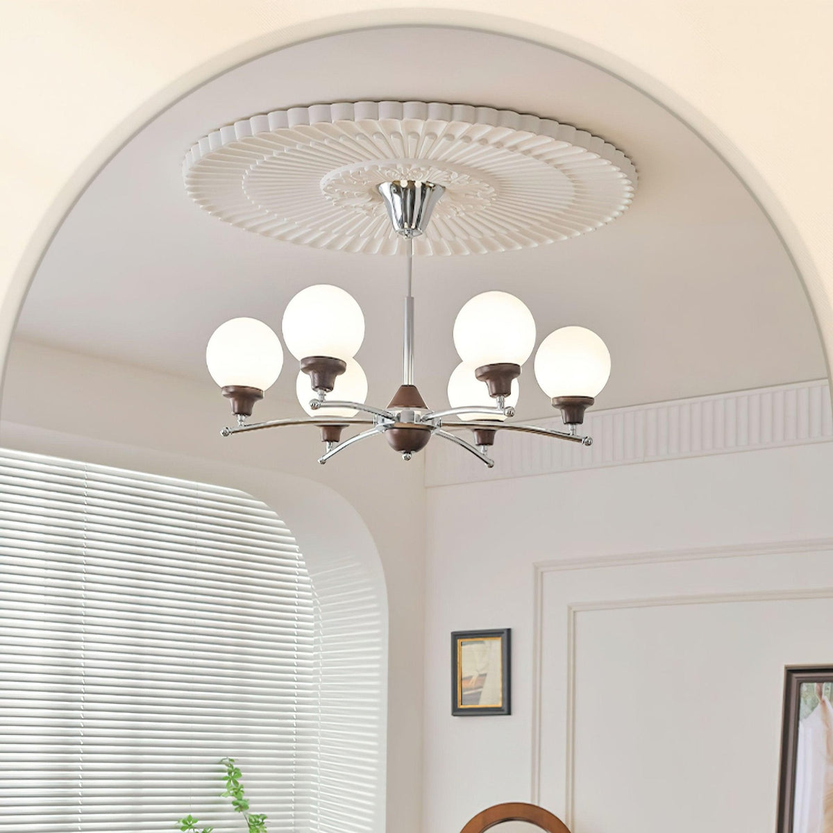 Neressa Lustre Boules en Verre et Noyer