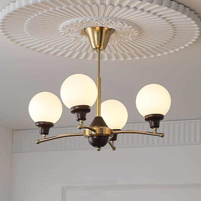 Neressa Lustre Boules en Verre et Noyer