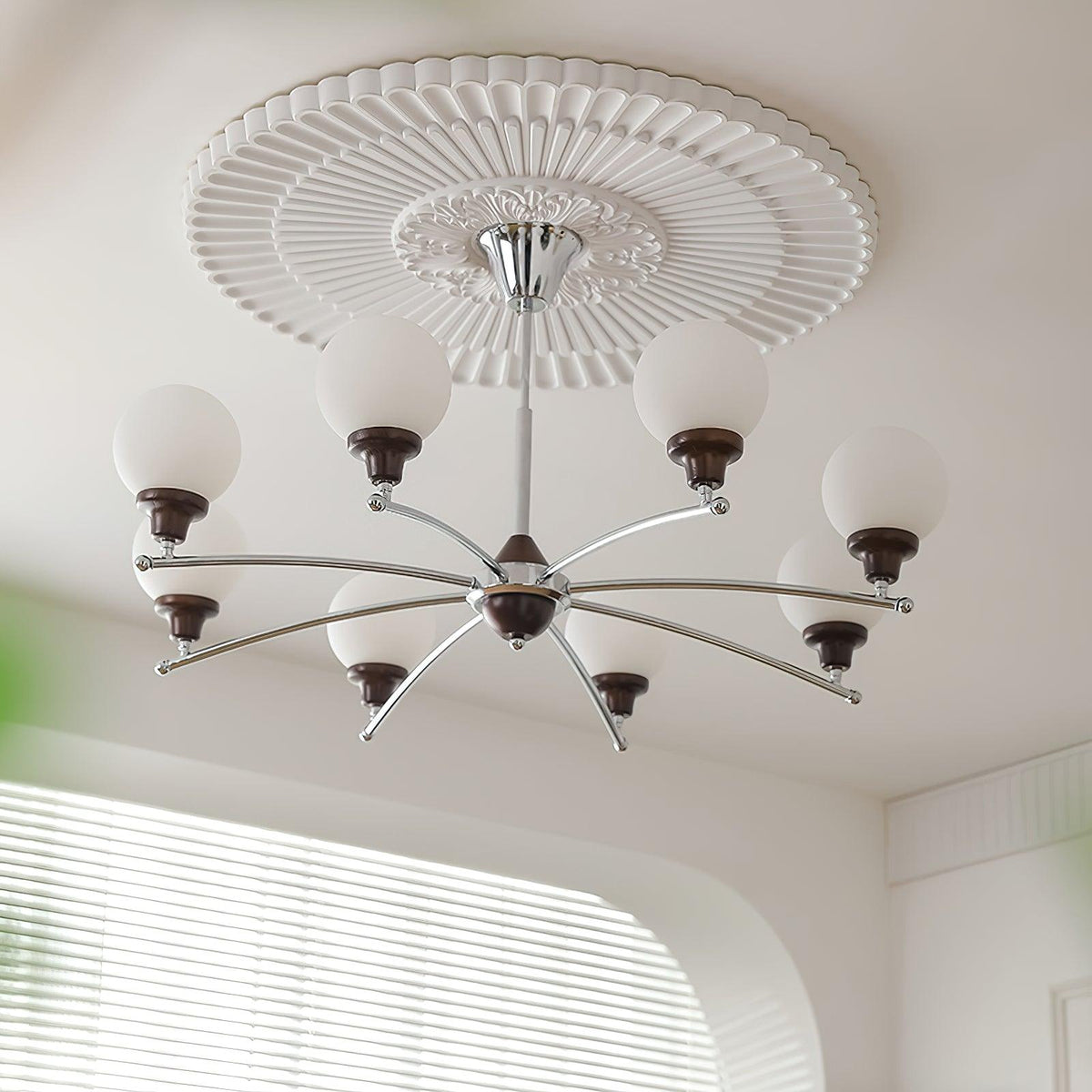 Neressa Lustre Boules en Verre et Noyer