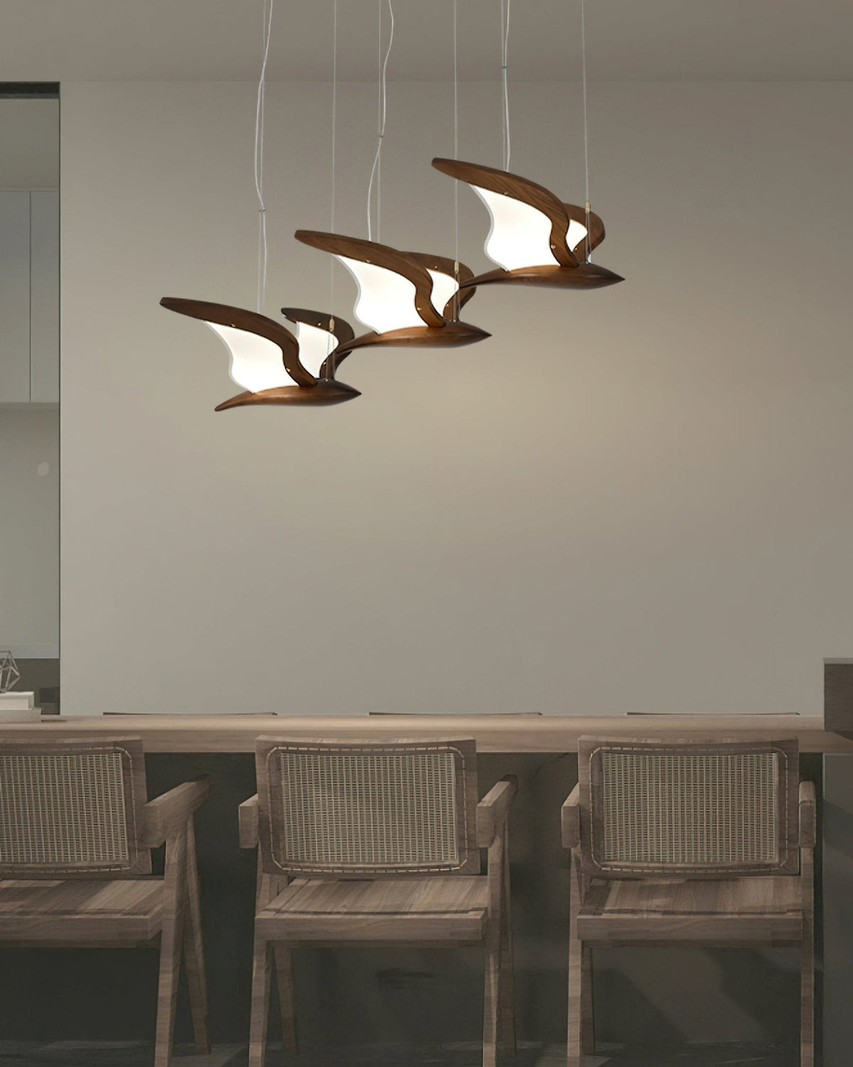 Brineria Lustre Forme d'Oiseau Bois Sculptural