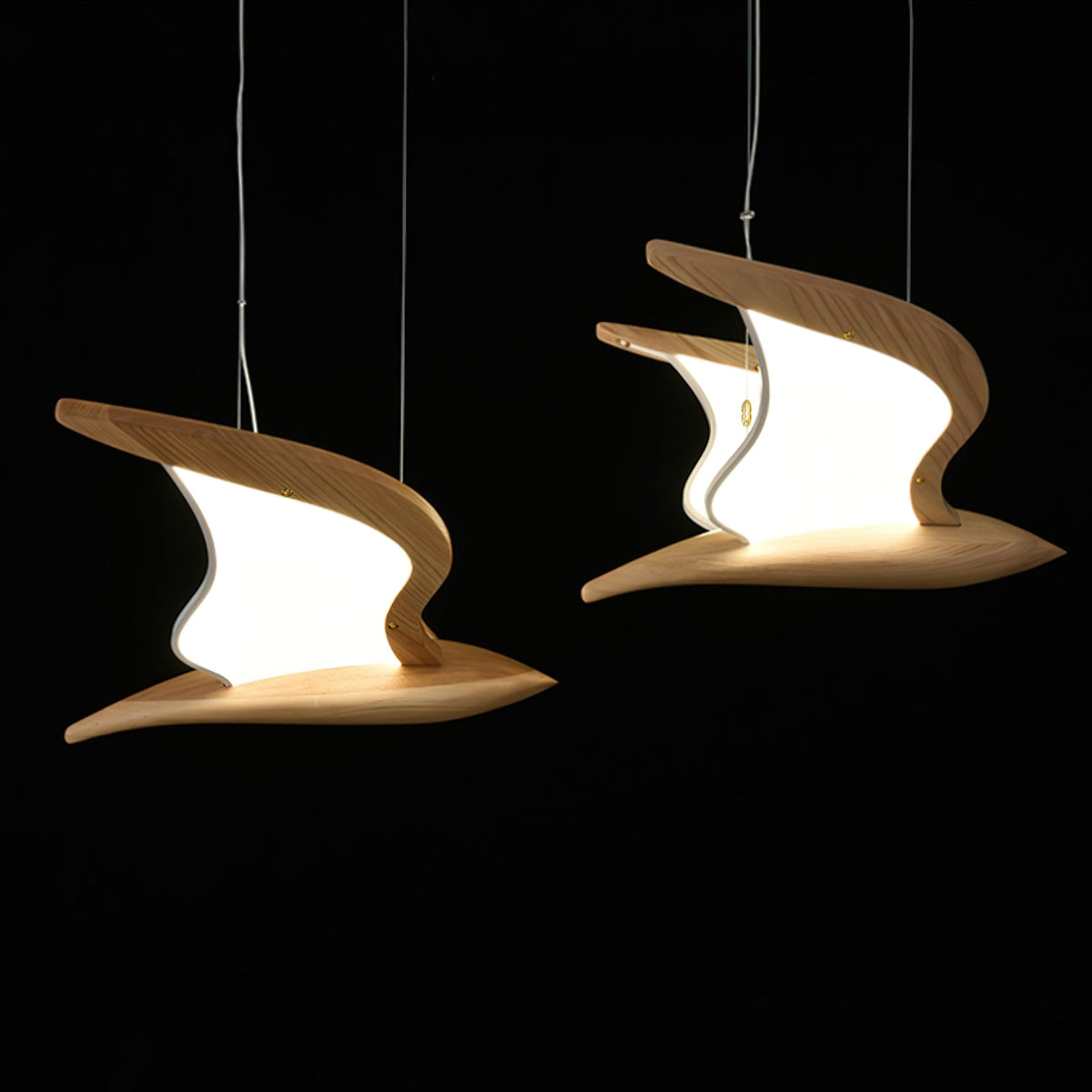 Brineria Lustre Forme d'Oiseau Bois Sculptural