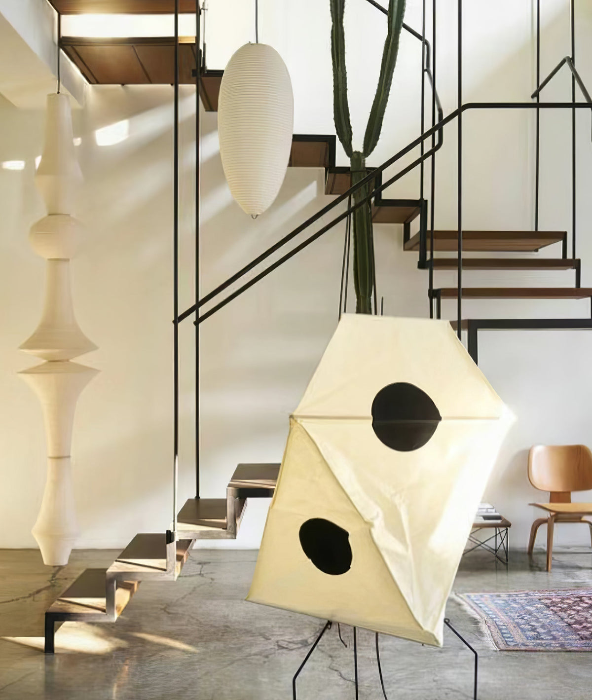 Noveny Suspension Luminaire Papier Washi E pour Salon-Cielum