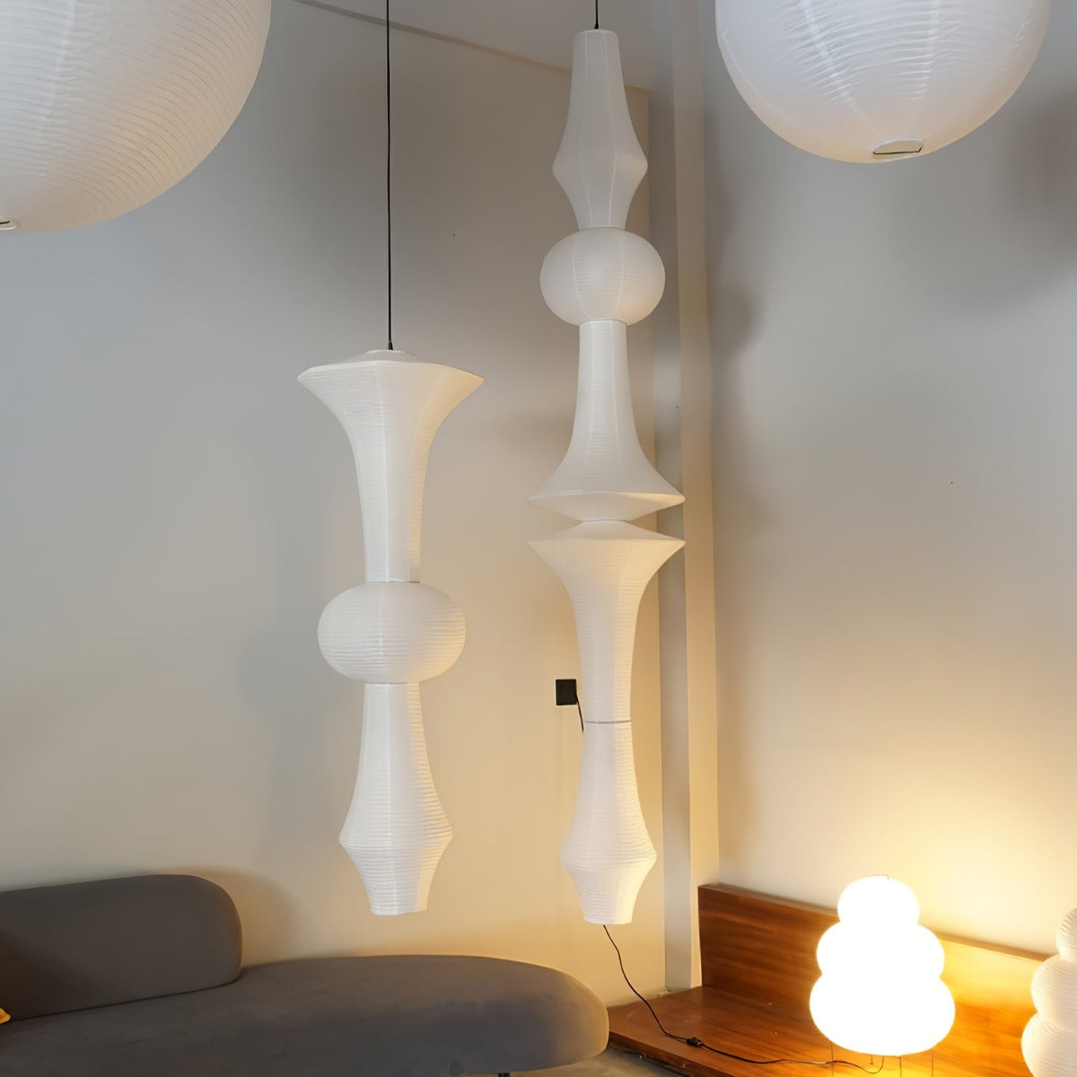 Noveny Suspension Luminaire Papier Washi E pour Salon-Cielum