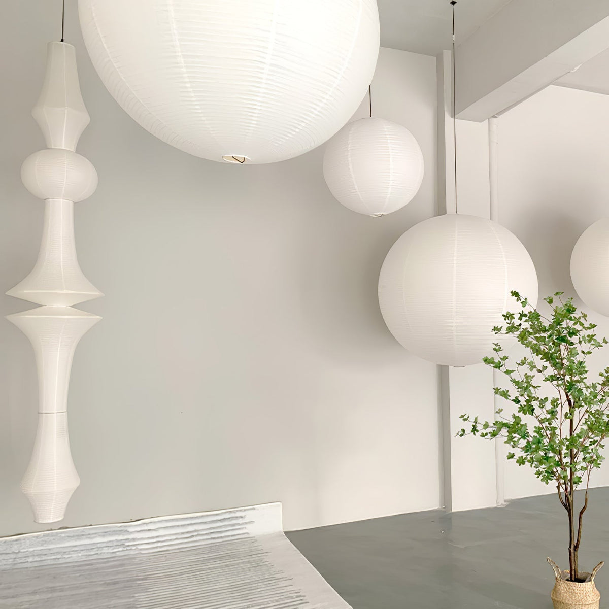 Noveny Suspension Luminaire Papier Washi E pour Salon-Cielum