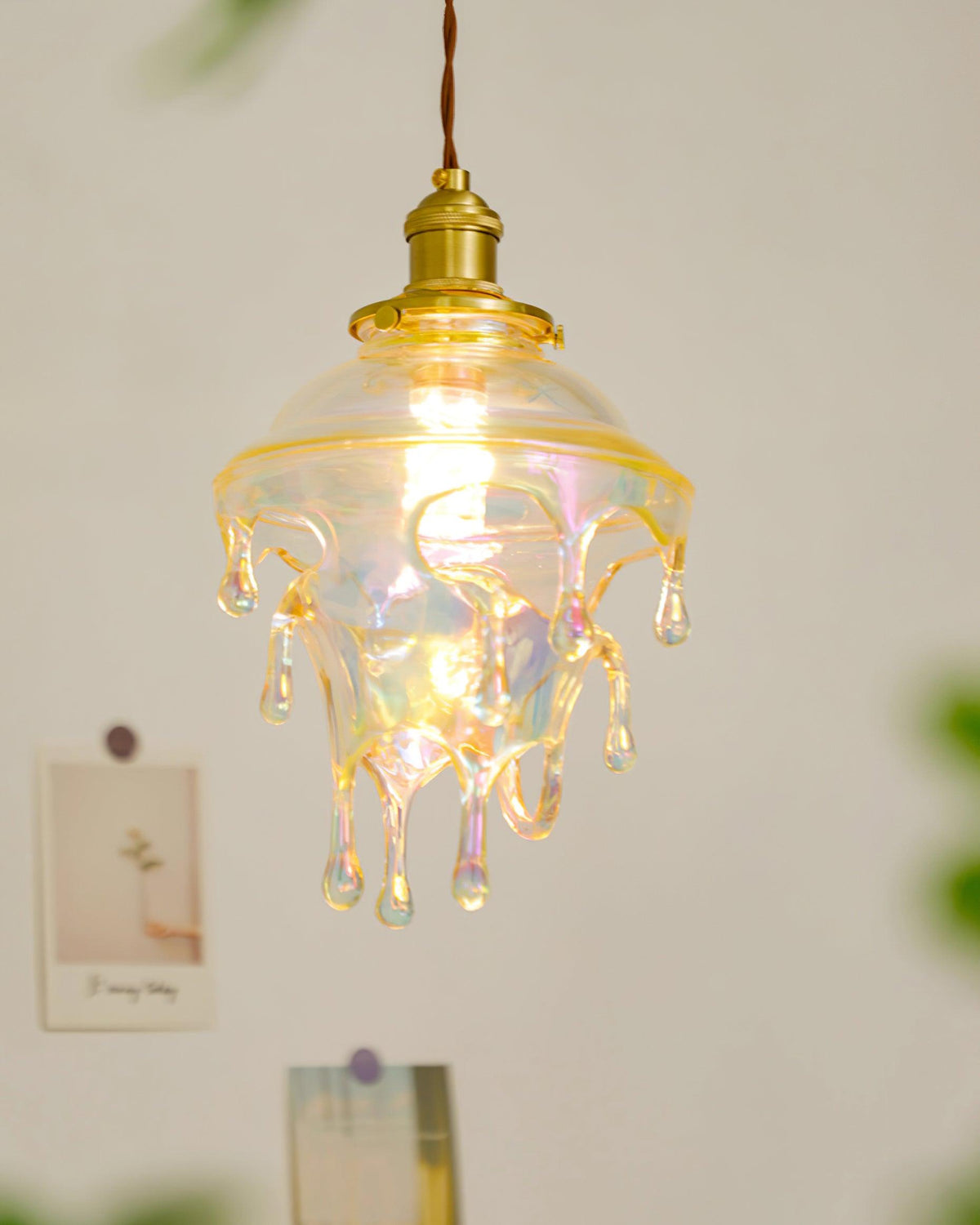 Pendant Lamp Iridescent Water Drop Shade Artistic Glow Contemporary-Neutral Decor