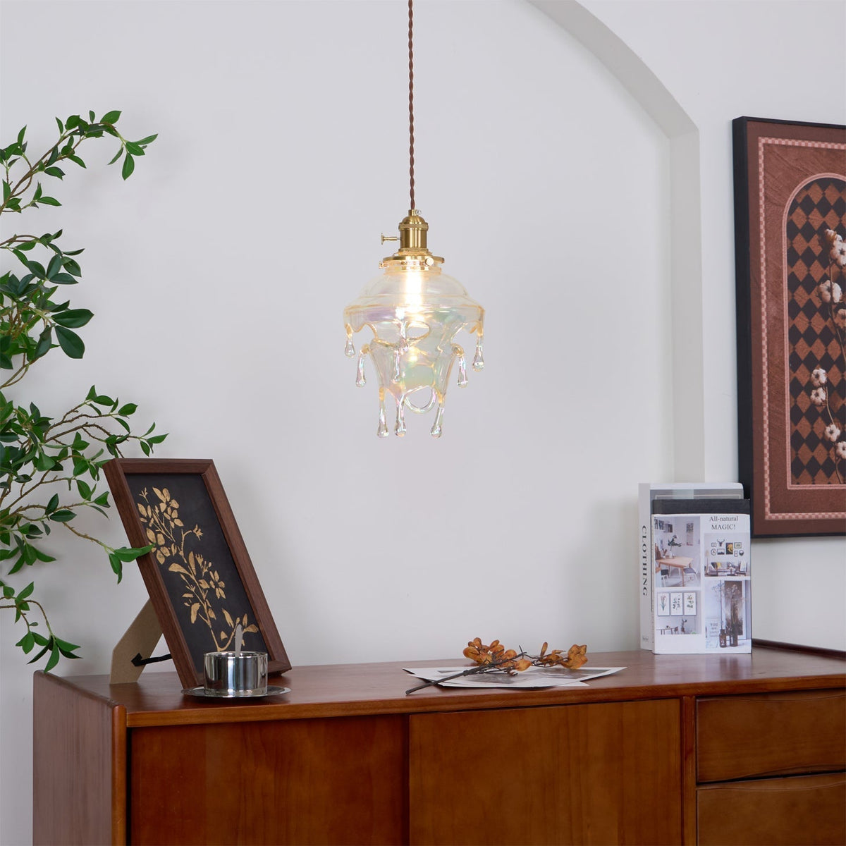 Pendant Lamp Iridescent Water Drop Shade Artistic Glow Contemporary-Neutral Decor