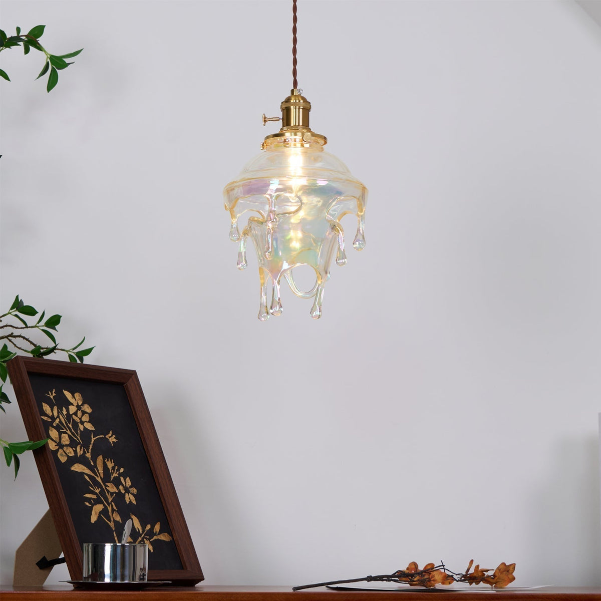 Pendant Lamp Iridescent Water Drop Shade Artistic Glow Contemporary-Neutral Decor