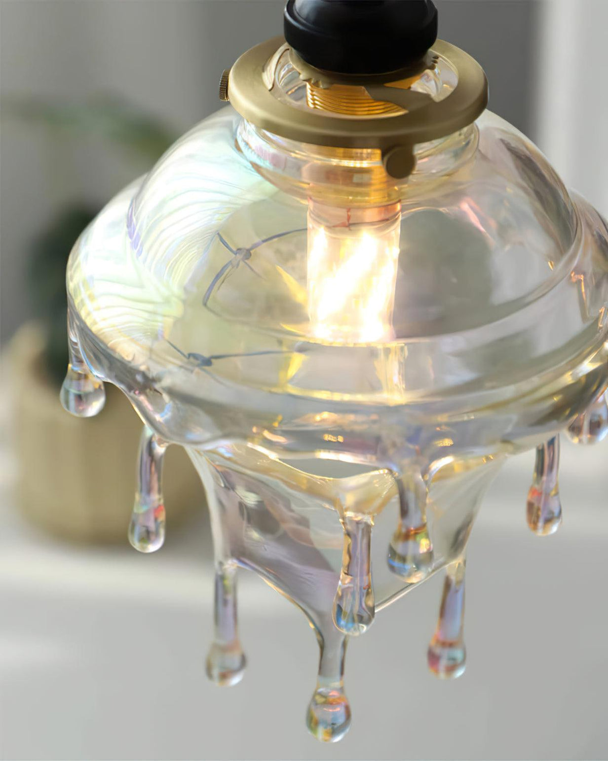 Pendant Lamp Iridescent Water Drop Shade Artistic Glow Contemporary-Neutral Decor