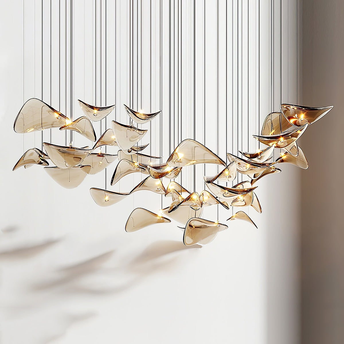 Wave Floating Leaf Chandelier-Neutral Decor