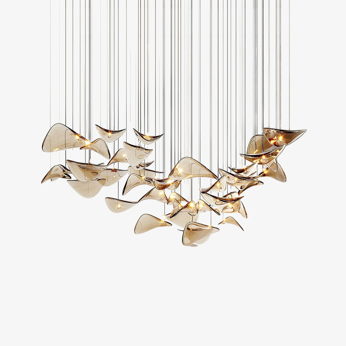 Wave Floating Leaf Chandelier-Neutral Decor