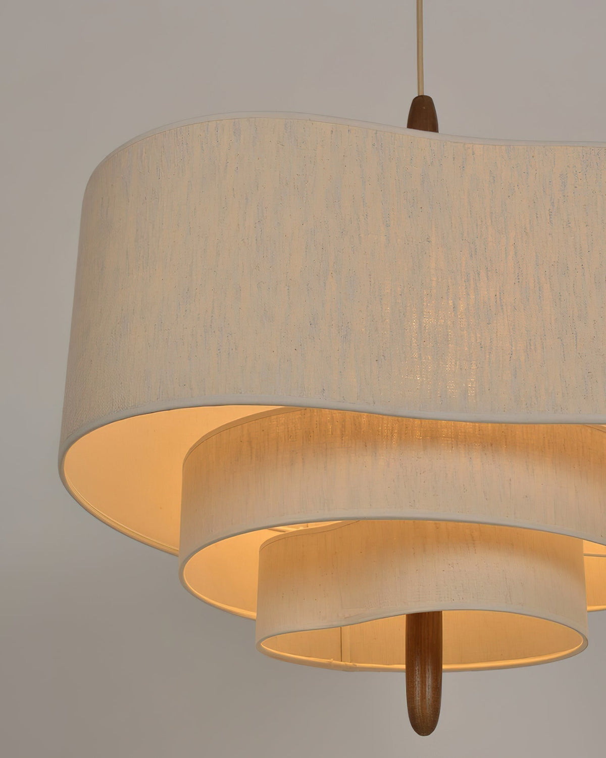 Paveya Élégance Vague Échelle Bois Tissu Pendentif Lampe
