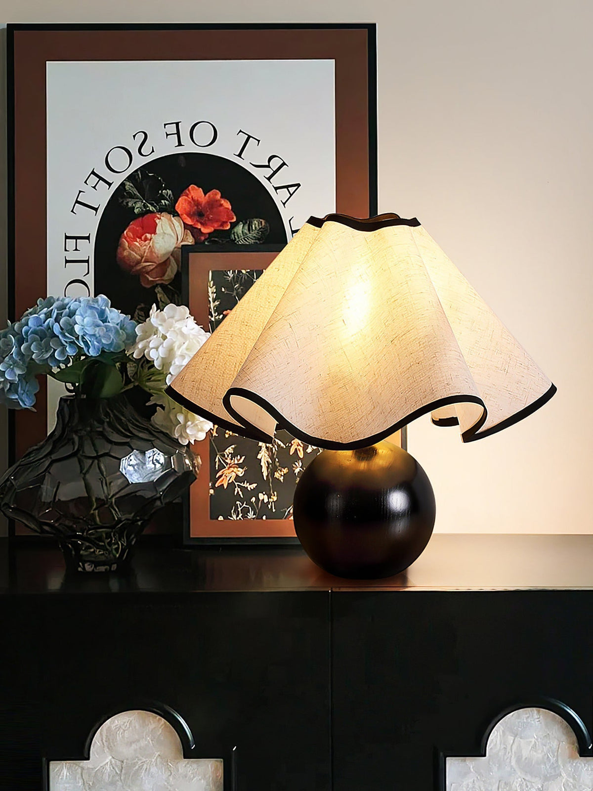 Kalion Lampe de Table en Bois Et Tissu